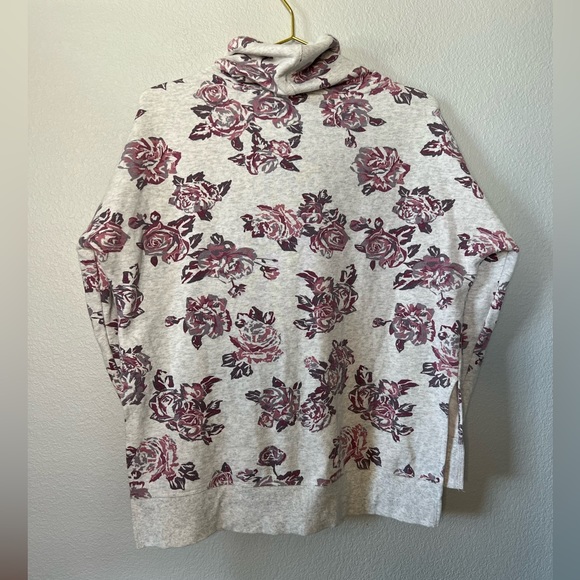 Calvin Klein Floral Gray Cowl Neck Hoodie Sweatshirt Size Small oversized - Picture 4 of 7